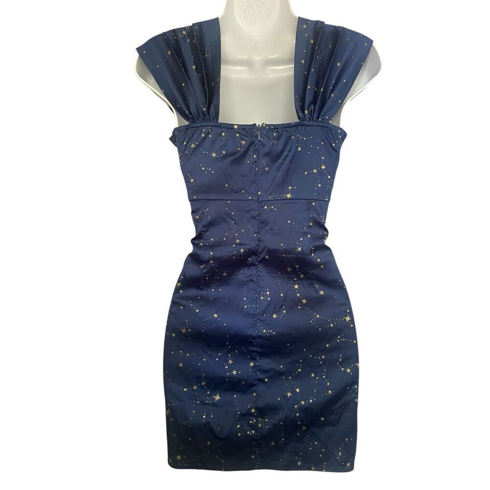Cider Silk Constellation Mini Dress Women’s Size S Celestial Star Ruched Dress - Picture 4 of 6
